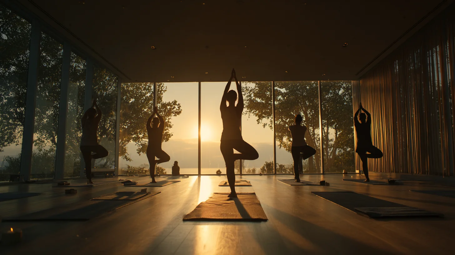 Yoga class at sunrise