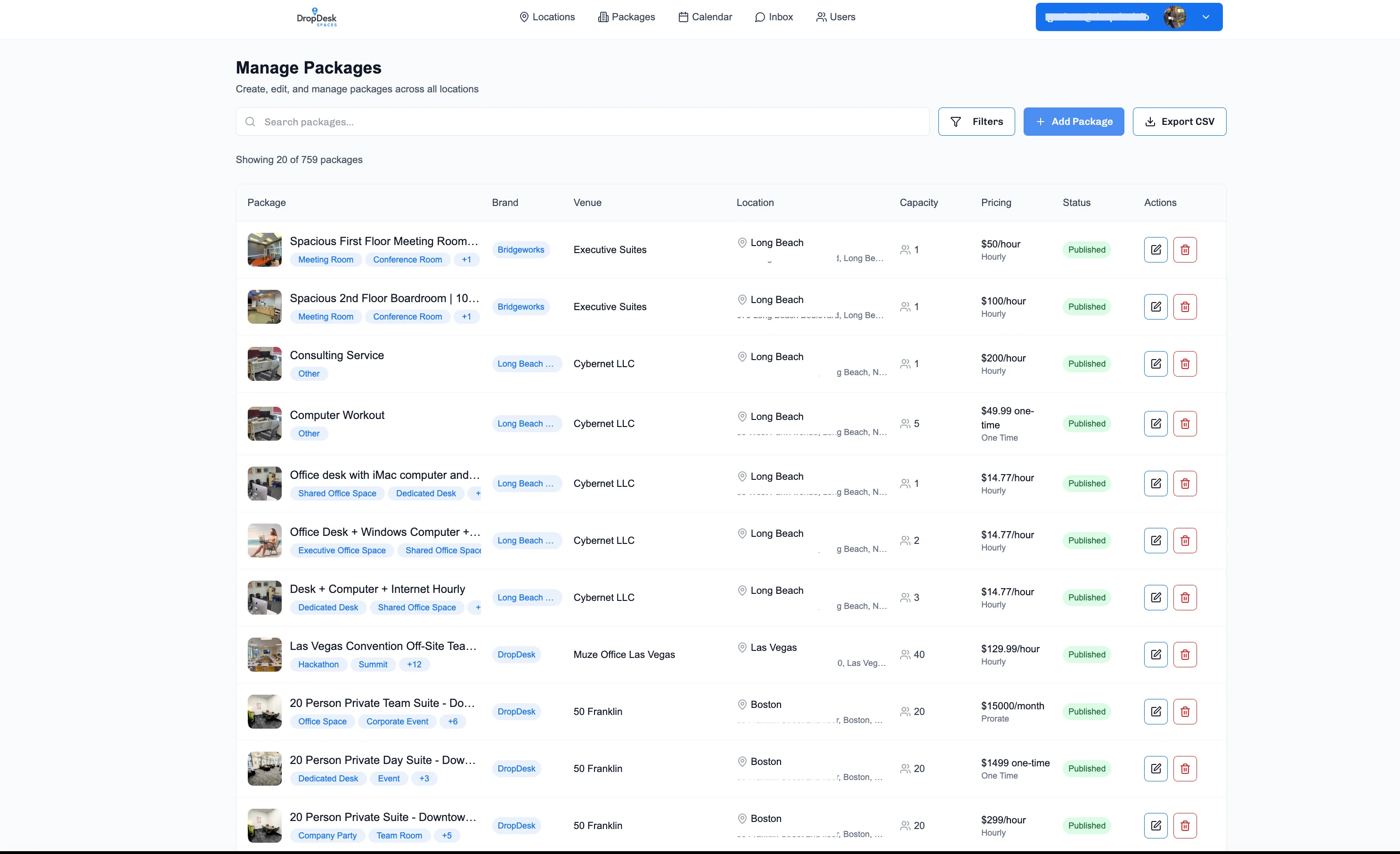Host and vendor package management dashboard