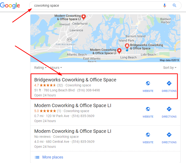 Google listing