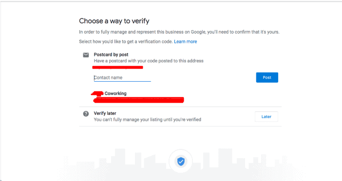Google My Business verify listing